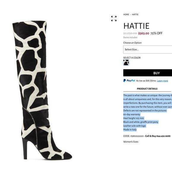 NEW Giuseppe Zanotti Hattie Boots Calfhair Giraffe Print Over the Knee Boot 37.5 - Picture 10 of 10